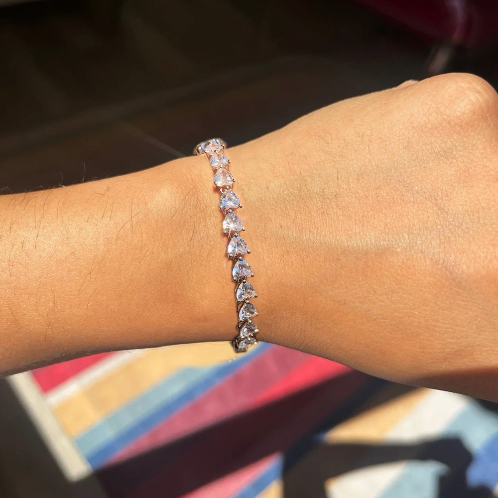 6ctw Heart Cut White Sapphire Tennis Bracelet