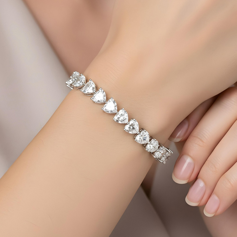 12ctw 5MM Heart Cut White Sapphire Tennis Bracelet