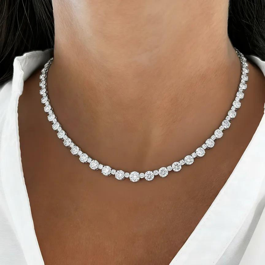 36ctw Round Cut Timeless Rivera Bridal Wedding Necklace