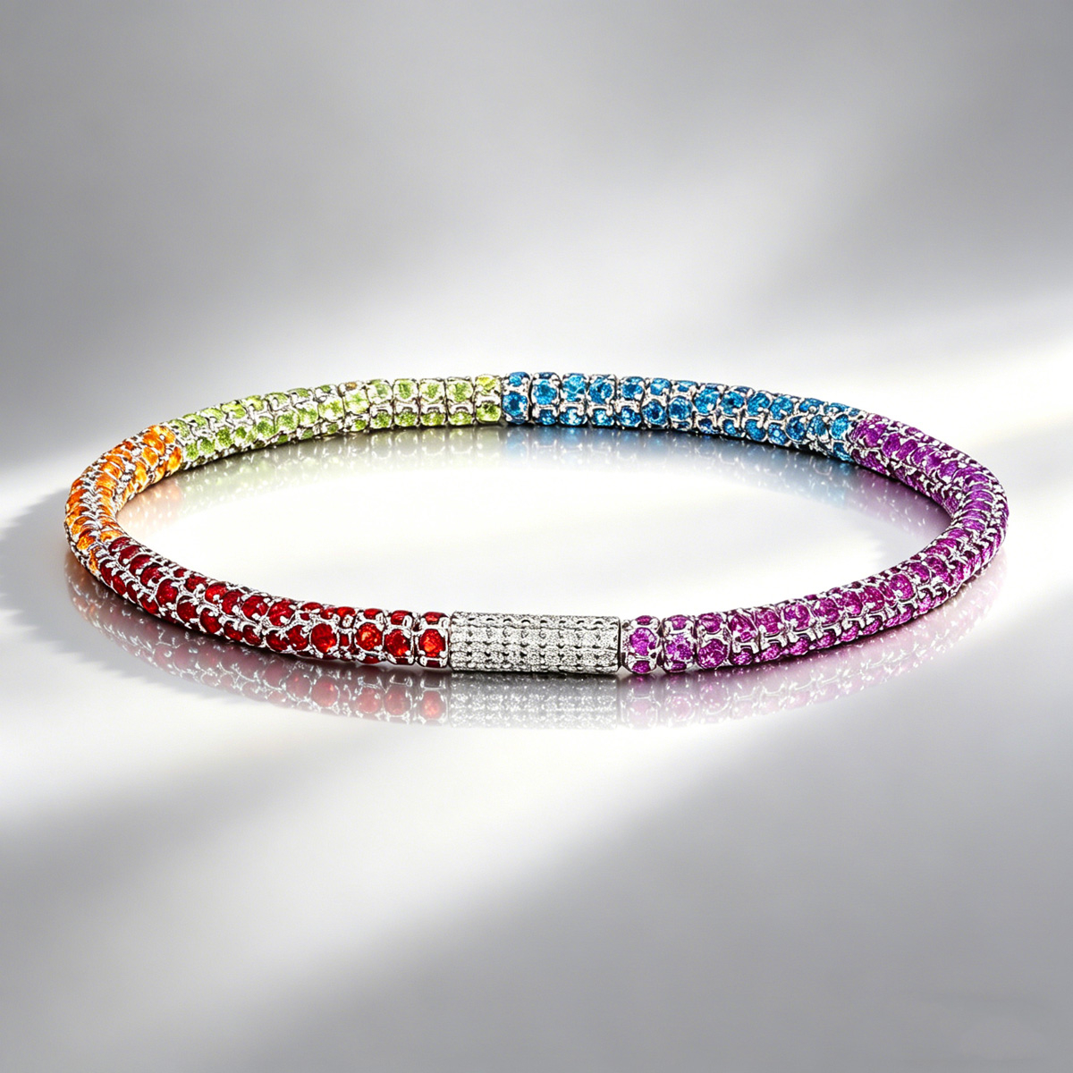 7ctw Round Cut Multicolor Sapphire Infinity Bracelet