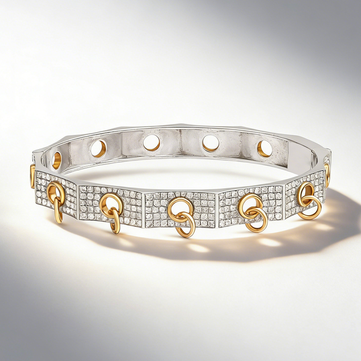3ctw Round Cut White Sapphire Paved Men's Bangle