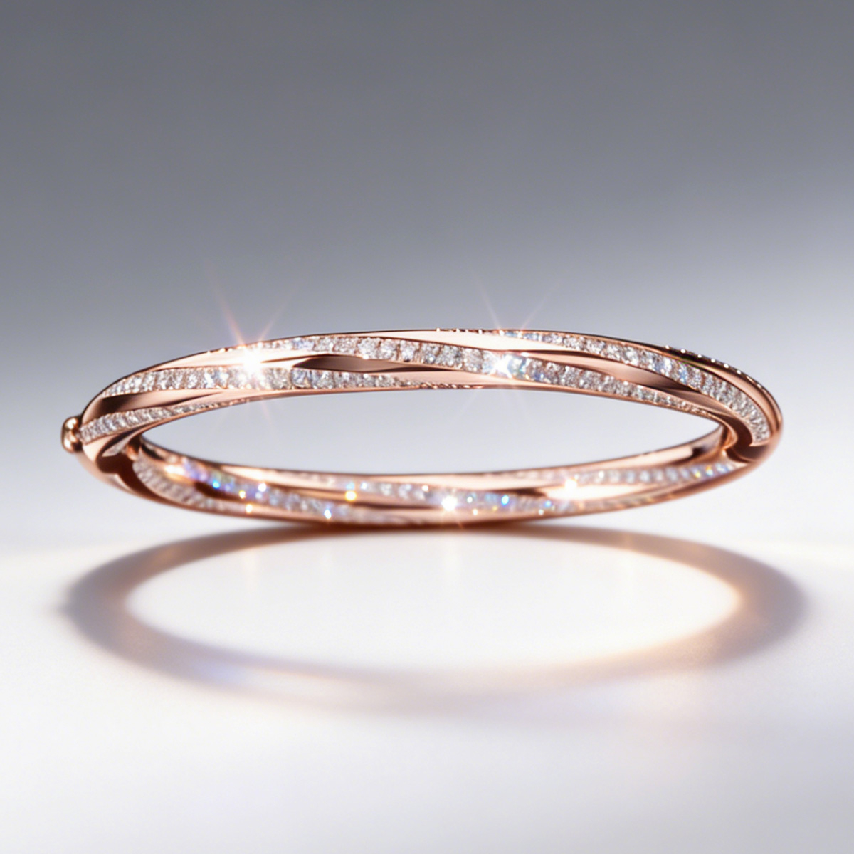 5ctw Round Cut White Sapphire Channel Set Mobius Bangle