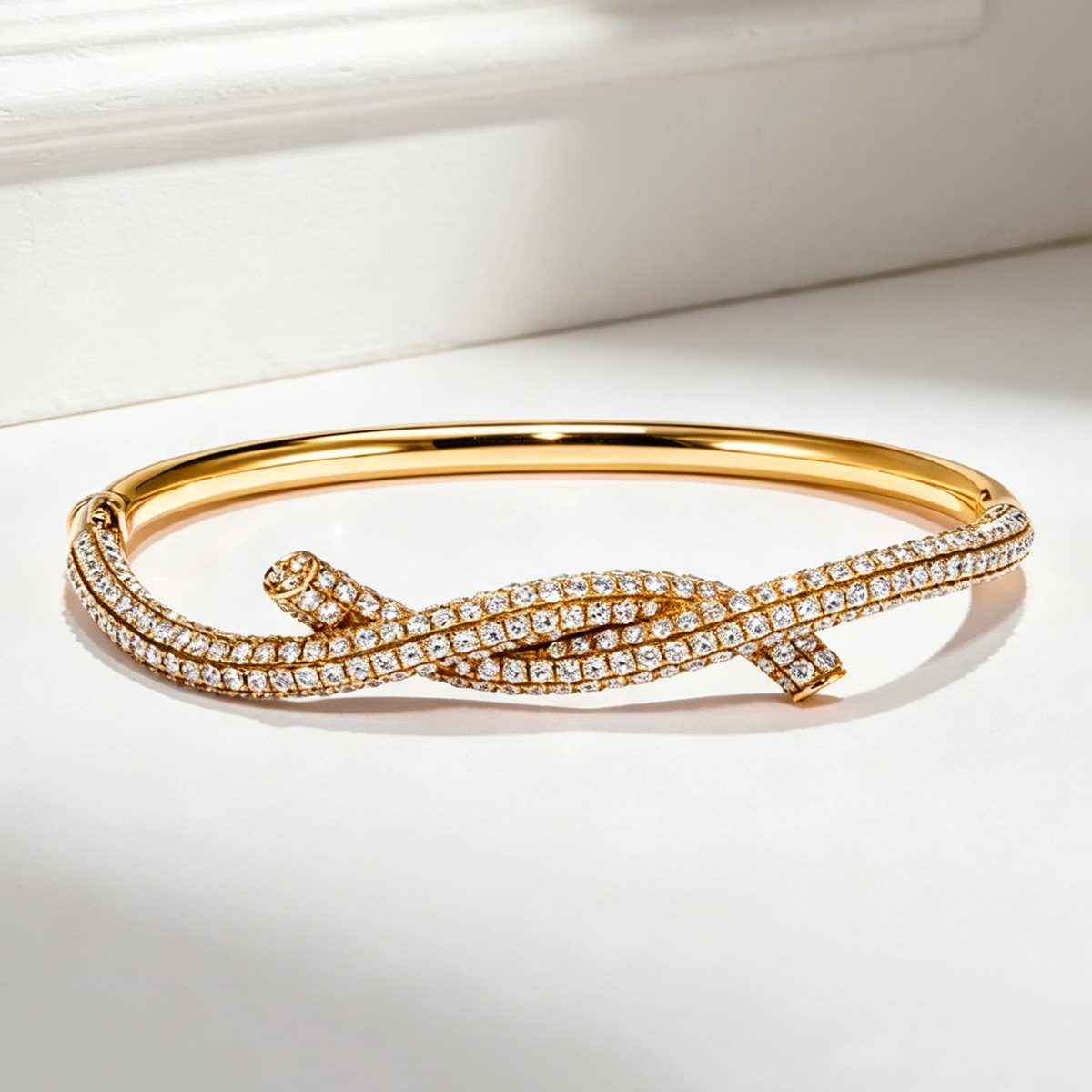 4.5ctw Round Cut White Sapphire Paved Tie Bangle