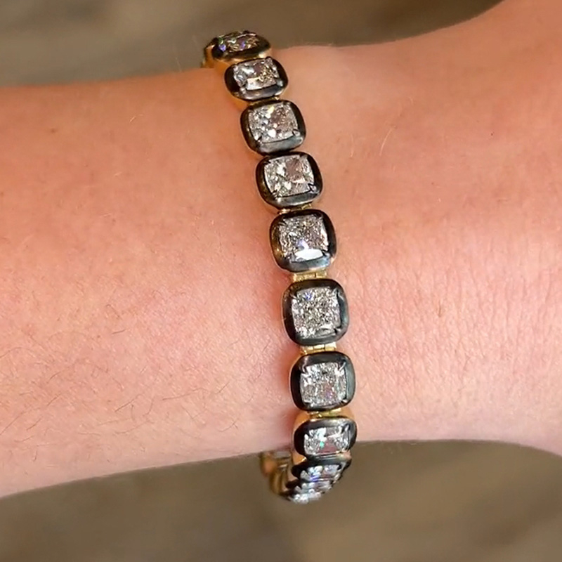 18ctw Cushion Cut White Sapphire Vintage Tennis Bracelet