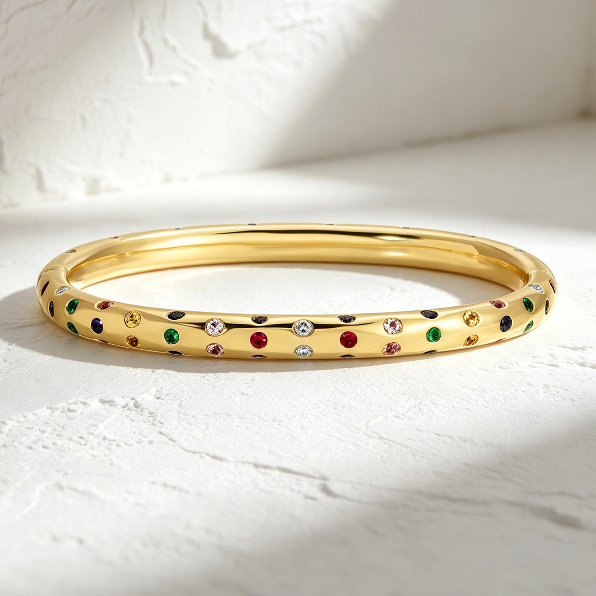 2.5ctw Flush Set Round Cut Multicolor Sapphire Oval Bangle