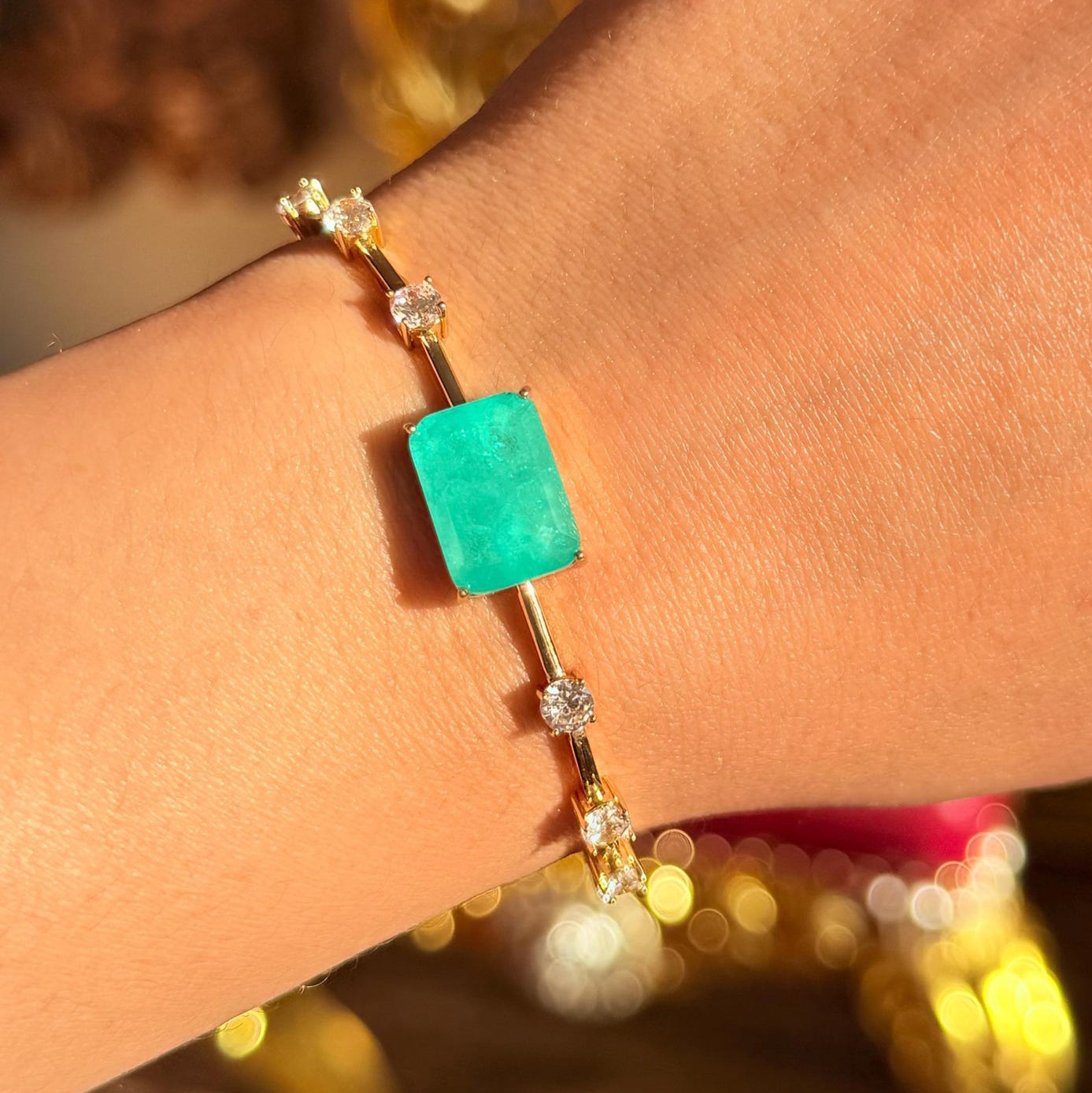 8ct Emerald Cut Paraiba Delicate Chain Bracelet