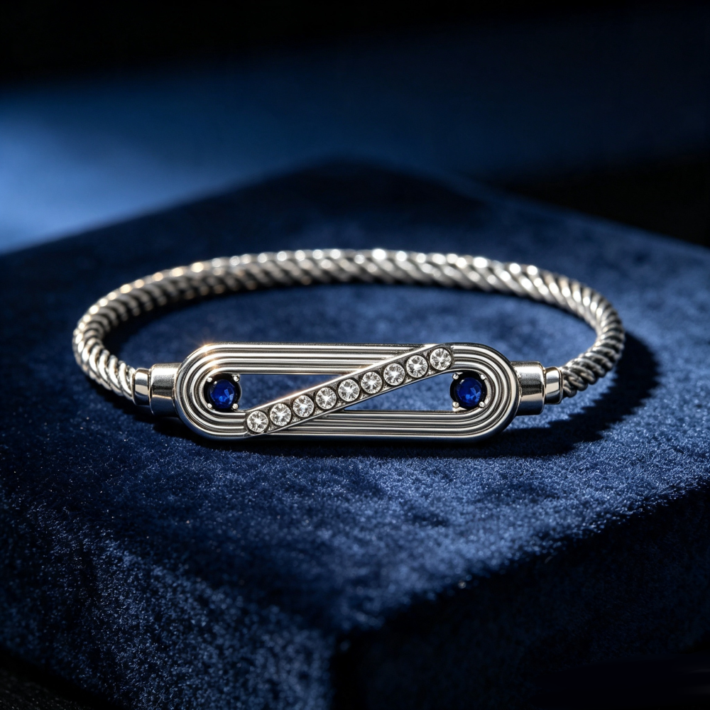 2.5 Ctw Multi-color Sapphire Metal Rope Chain Bracelet