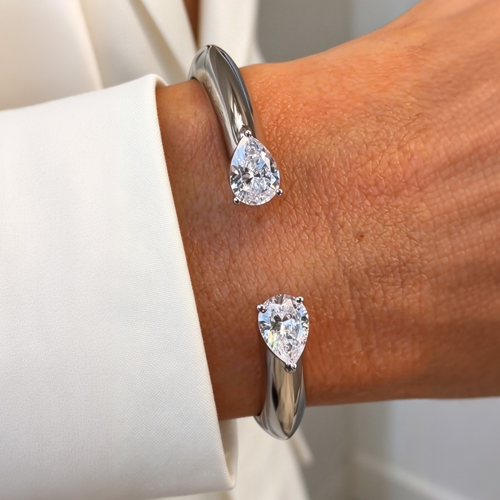 5ctw Pear Cut Two Stone Simple Bracelet Modern Bangle